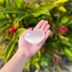 Selenite Heart Crystal • 1